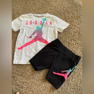 Kids Jordan air outfit size 6/7 shirt and 6X shorts